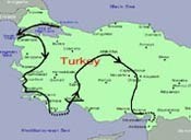 Alexander the Great in Turkey tour Route Map