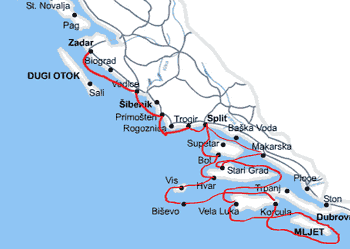Map of Dalmatian coast