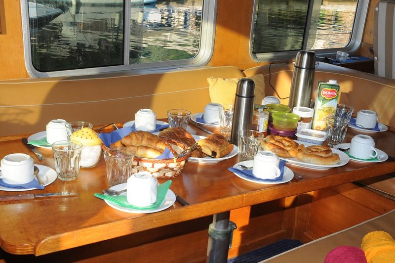 Breakfast on a Greek charter yacht
