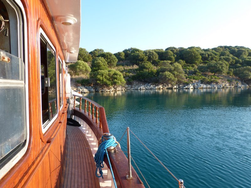 Wooden charter sailboats in Greece