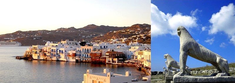 Sailing yacht leaving Mykonos
