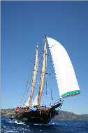 Gulet under full sail in Turkey